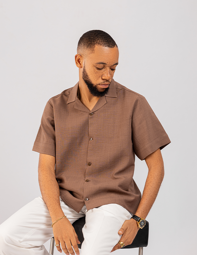 TEXTURED LAPEL SHIRT